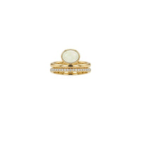 Yellow Gold Diamond Ring - Ruby & Sunstone