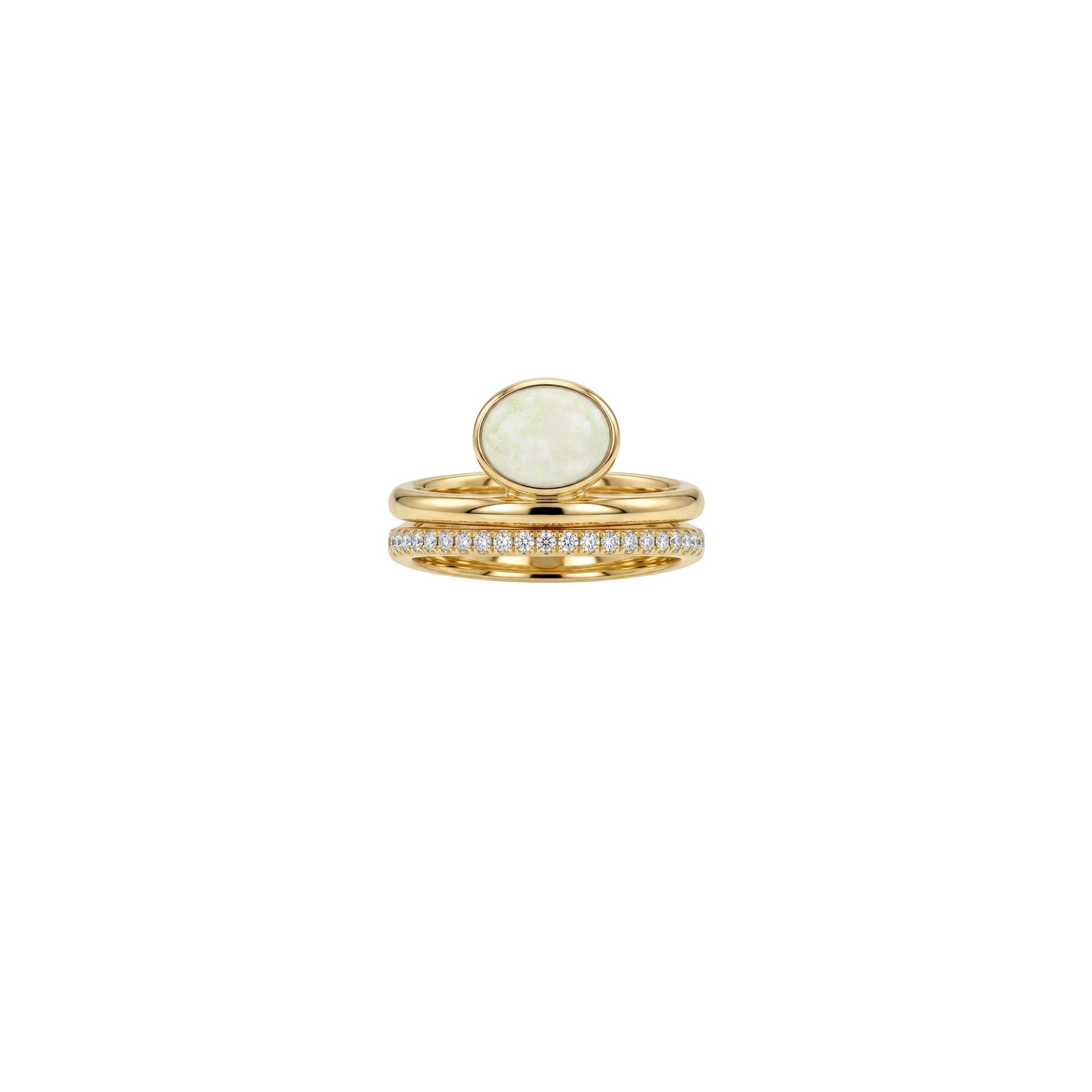 Yellow Gold Diamond Ring - Ruby & Sunstone