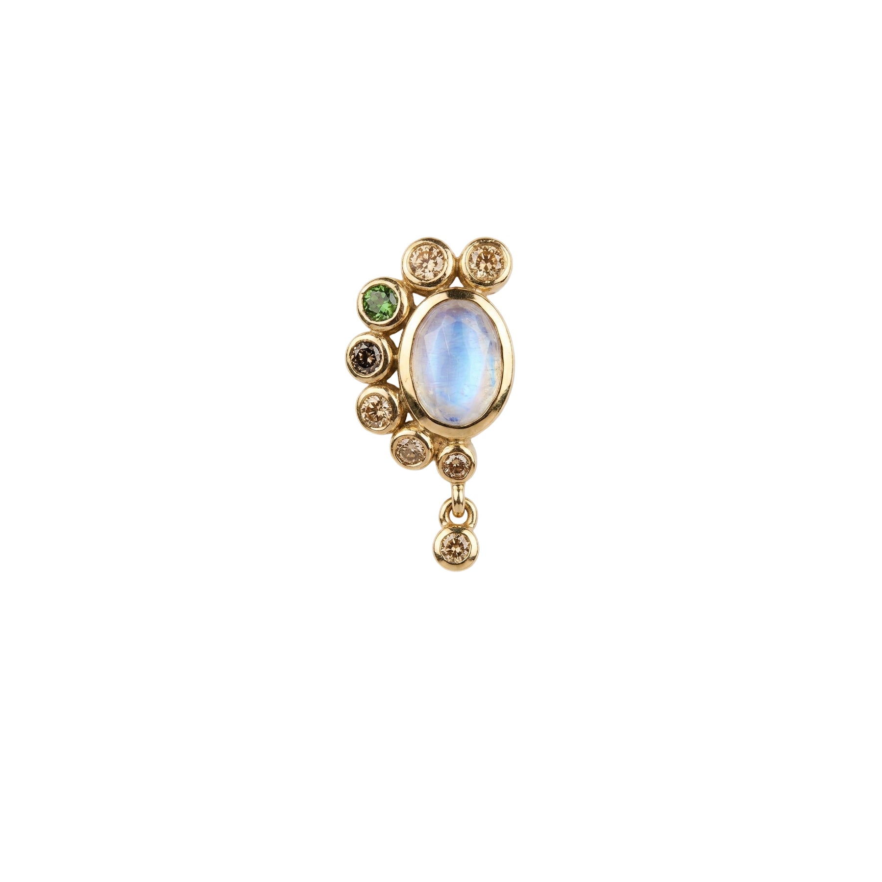 Mono boucle d'oreille en or jaune sertie de diamant - Diopside