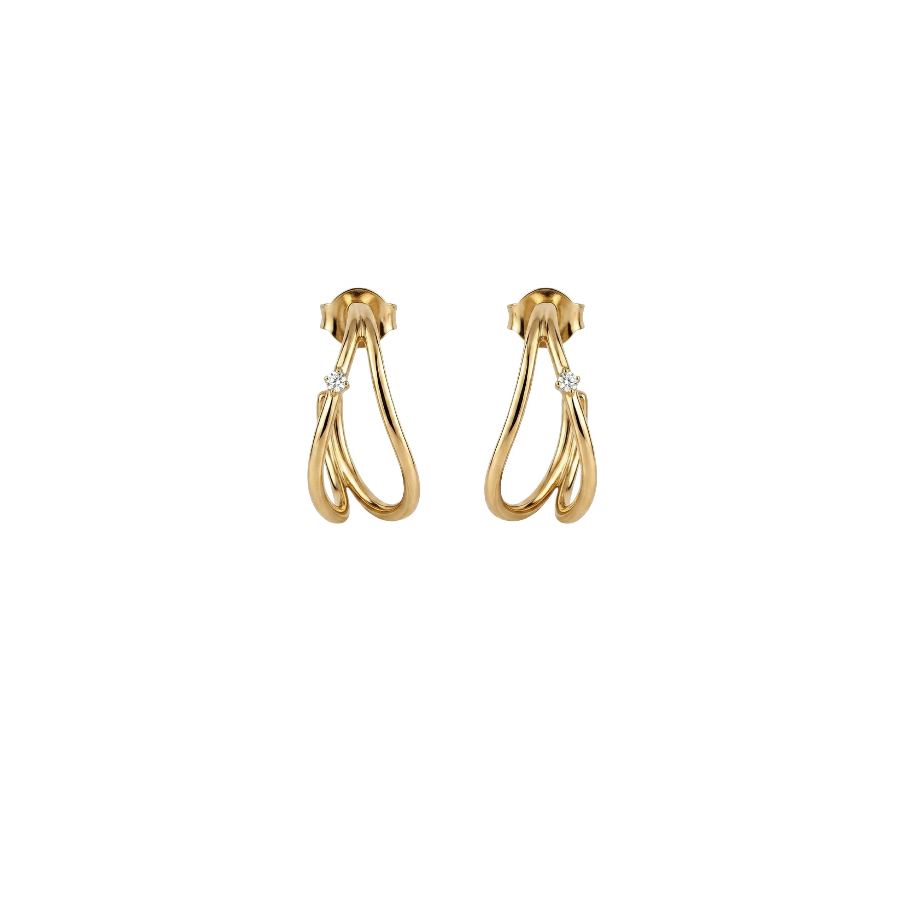 Earrings in yellow gold set with diamonds - Diamant