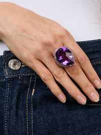 1qty DJV / QTY DISPO : 1-QTY VENDUES : 0-ST : 0% PRIX DJV : 1590€ // Argent Rhodié Bague sur argent rhodié sertie d'une taile poire améthyste 31 /// RECO : 1380€