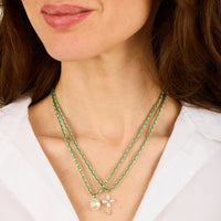 Yellow gold necklace set with diamonds - Perle & Diamant