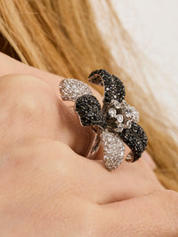 2qty NEW / Or gris 18 ct Bague sur or gris 18 carats sertie de pavage taille brillant burmalite™ blanche et noire // RECO : 615€