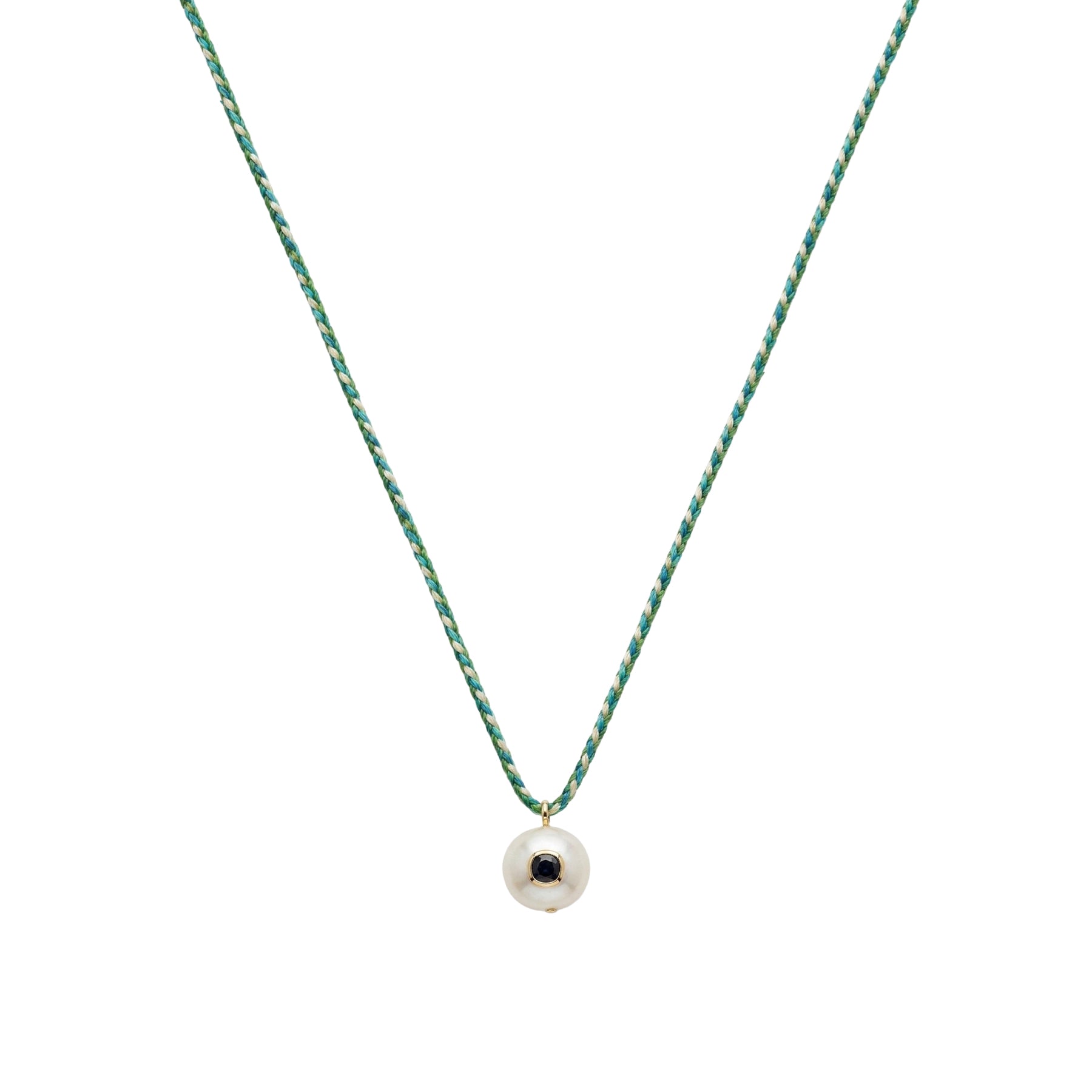 Yellow gold necklace - Perle & Iolite