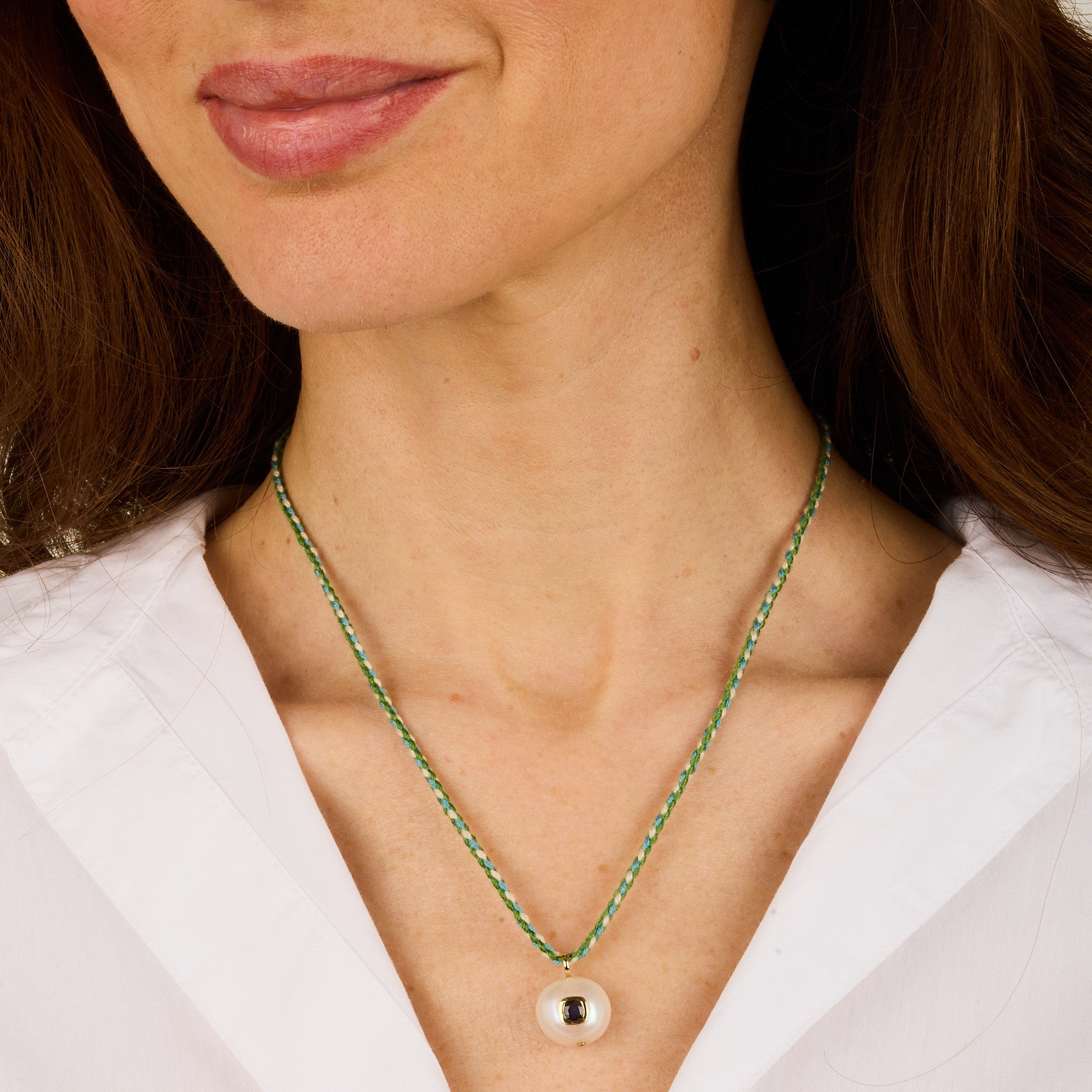 Yellow gold necklace - Perle & Iolite