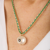 Yellow gold necklace - Perle & Iolite