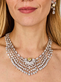 3qty NEW / Argent Rhodié Collier Opéra en argent rhodié serti de Burmalite™ jonquille taille coussin 10mm // RECO : 2135€