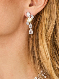 1qty NEW / Argent Rhodié Boucles d'oreilles Burmalite jonquille taille asscher et Burmalite blanche en argent rhodié // RECO : 495€