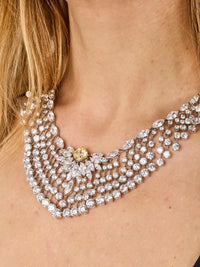 3qty NEW / Argent Rhodié Collier Opéra en argent rhodié serti de Burmalite™ jonquille taille coussin 10mm // RECO : 2135€