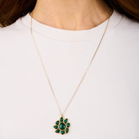 Yellow gold and silver necklace - Malachite