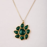 Yellow gold and silver necklace - Malachite