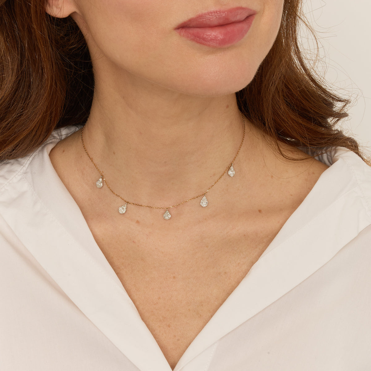 Collier en Or rose 18K serti de diamants - Rose