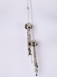 1qty NEW / Or blanc 18 ct Collier cravate en or blanc 18 cts serti de Burmalite serti clos pompom et pendant briolette // RECO : 1137€