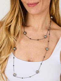 1qty NEW / Or noir 18 ct Sautoir or noirci 18 carat serti clos burmalite™ taille brillant noire // RECO : 2720€