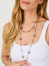 1qty NEW / Or noir 18 ct Sautoir or noirci 18 carat serti clos burmalite™ taille brillant noire // RECO : 2720€