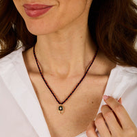 Yellow and white gold necklace set with diamonds - Diamonds