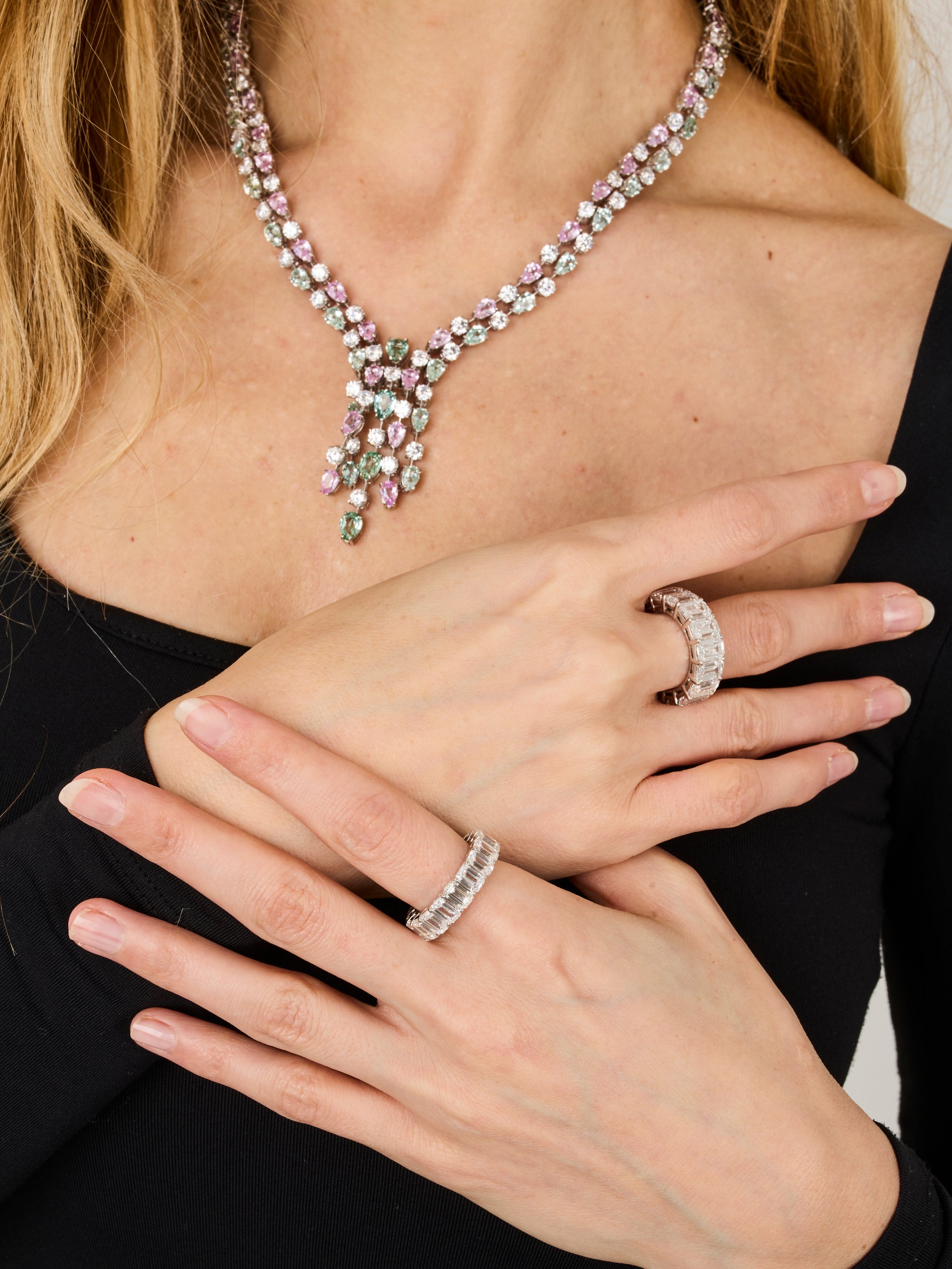 1qty NEW / Vermeil Collier cravate sur vermeil rose serti de burmalite™ taille poire // RECO : 1800€