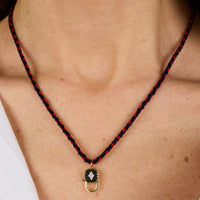 Yellow and white gold necklace set with diamonds - Diamonds