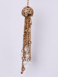 1qty NEW / Vermeil Sautoir 90cm vermeil rose serti de Burmalite blanche serti clos et pompom // RECO : 313€