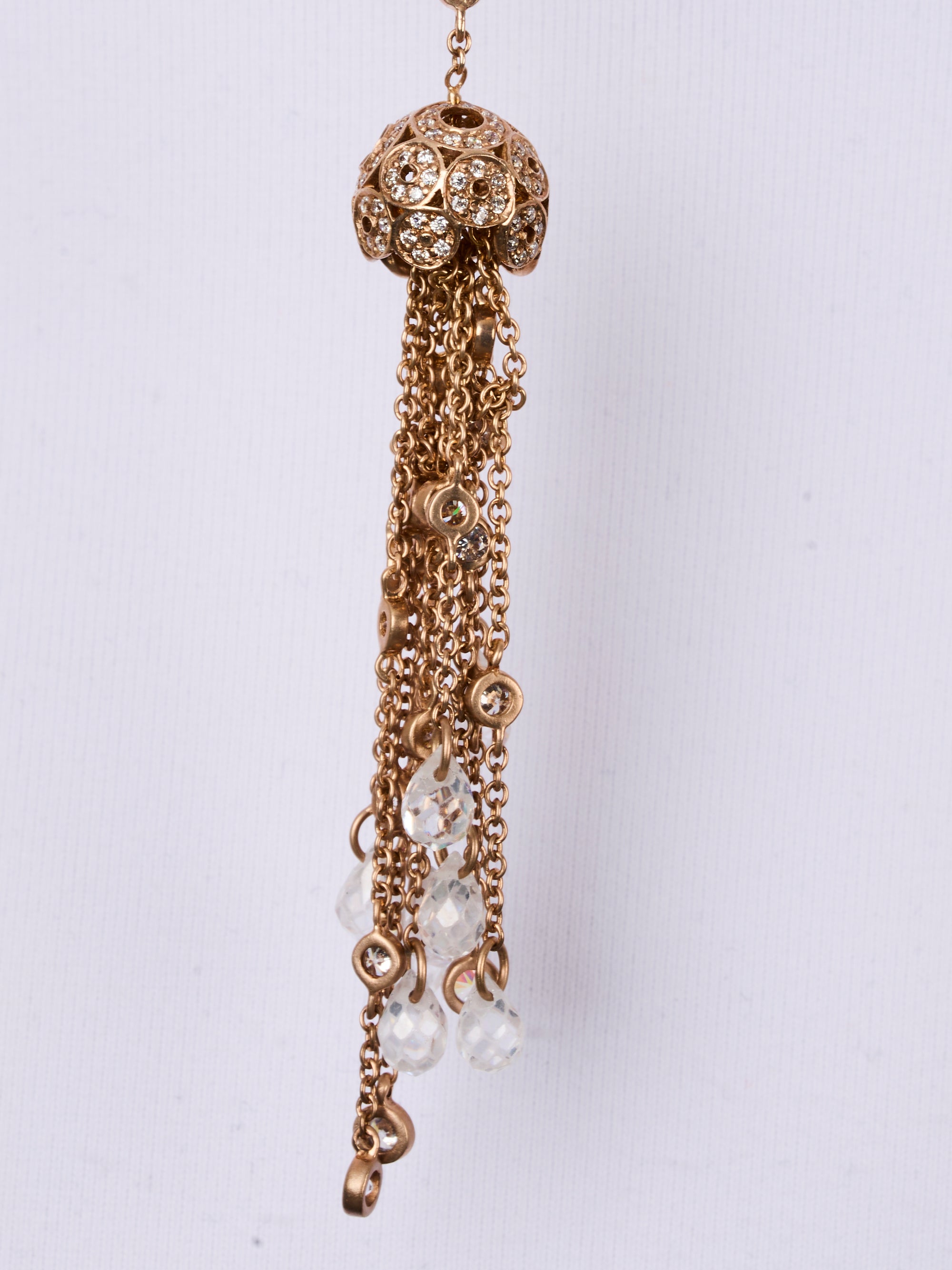 1qty NEW / Vermeil Sautoir 90cm vermeil rose serti de Burmalite blanche serti clos et pompom // RECO : 313€