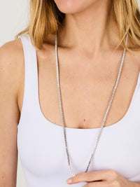 1qty NEW / Argent Rhodié Sautoir sur argent rhodié serti de burmalite™ taille asscher blanche Longueur 80cm // RECO : 1715€