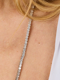 1qty NEW / Argent Rhodié Sautoir sur argent rhodié serti de burmalite™ taille asscher blanche Longueur 80cm // RECO : 1715€