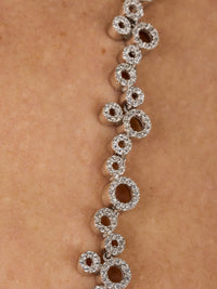 1qty NEW / Argent Rhodié Sautoir 80 cm serti de Burmalite blanche taille brillant // RECO : 1470€