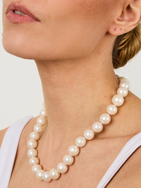 3qty DJV / QTY DISPO : 2-QTY VENDUES : 0-ST : 0% PRIX DJV : 650€ // Argent Rhodié Collier 40cm perles d'eau douce avec fermoir argent rhodié pavée de Burmalite blanche /// RECO : 588€