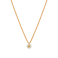 Yellow gold necklace - Pearl & yellow sapphire