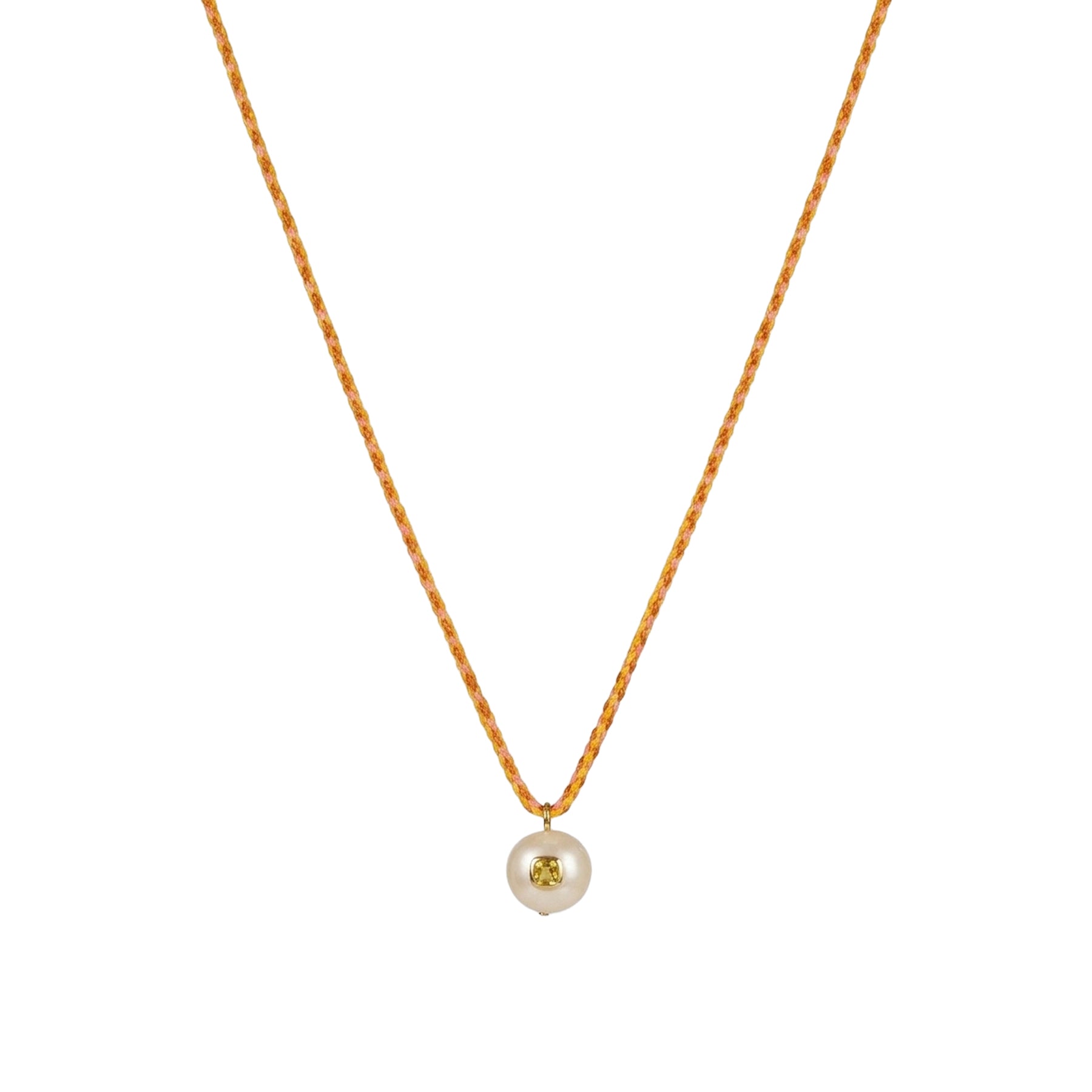Yellow gold necklace - Pearl & yellow sapphire
