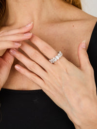 3qty NEW / Argent Rhodié Bracelet tressé en argent rhodié serti de Burmalite blanche // RECO : 450€