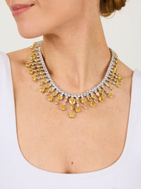 1qty NEW / Argent Rhodié Collier My Love Burmalite jonquille taille poire et cœur // RECO : 1738€