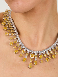 1qty NEW / Argent Rhodié Collier My Love Burmalite jonquille taille poire et cœur // RECO : 1738€