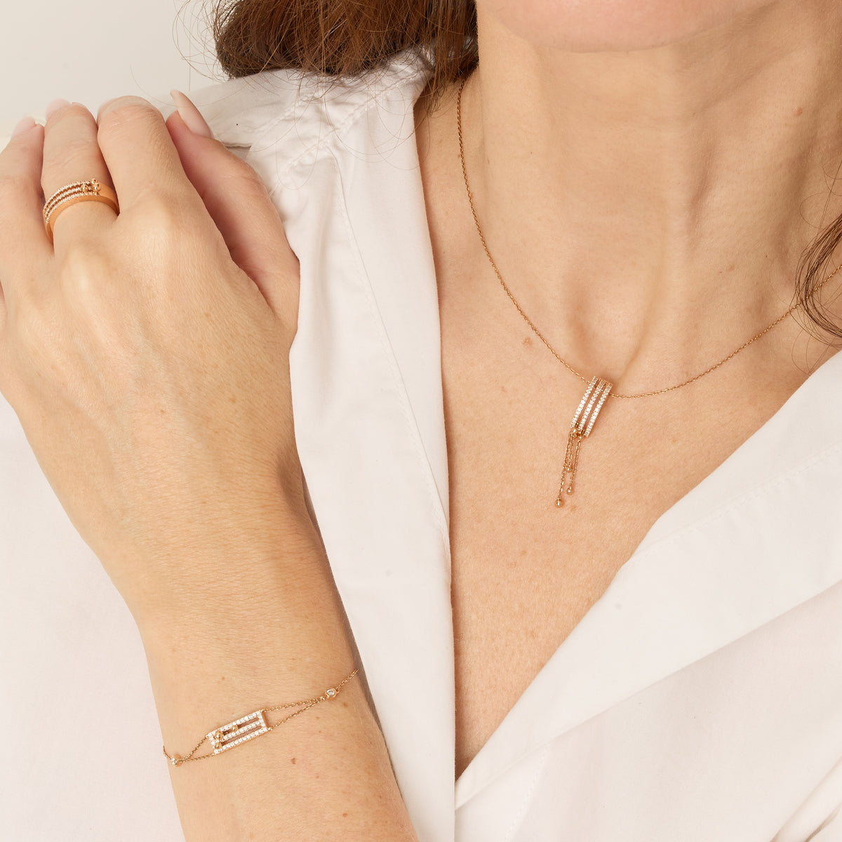 Collier Cosmic Spell en Or rose 18K serti de diamants - Rose