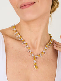 1qty NEW / Argent Rhodié Collier argent rhodié serti de Burmalite taille émeraude jonquille et Burmalite blanche // RECO : 962€