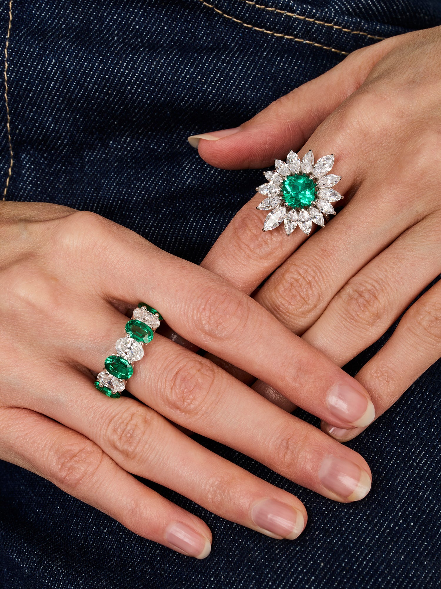 1qty NEW / Or blanc 18 ct Alliance en or blanc 18 carats sertie de diamants synthétiques taille ovale 5 // RECO : 6860€