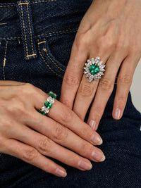 1qty NEW / Or blanc 18 ct Alliance en or blanc 18 carats sertie de diamants synthétiques taille ovale 5 // RECO : 6860€