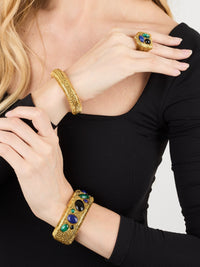 Bague Britania Chevaliere - Doré & Bleu