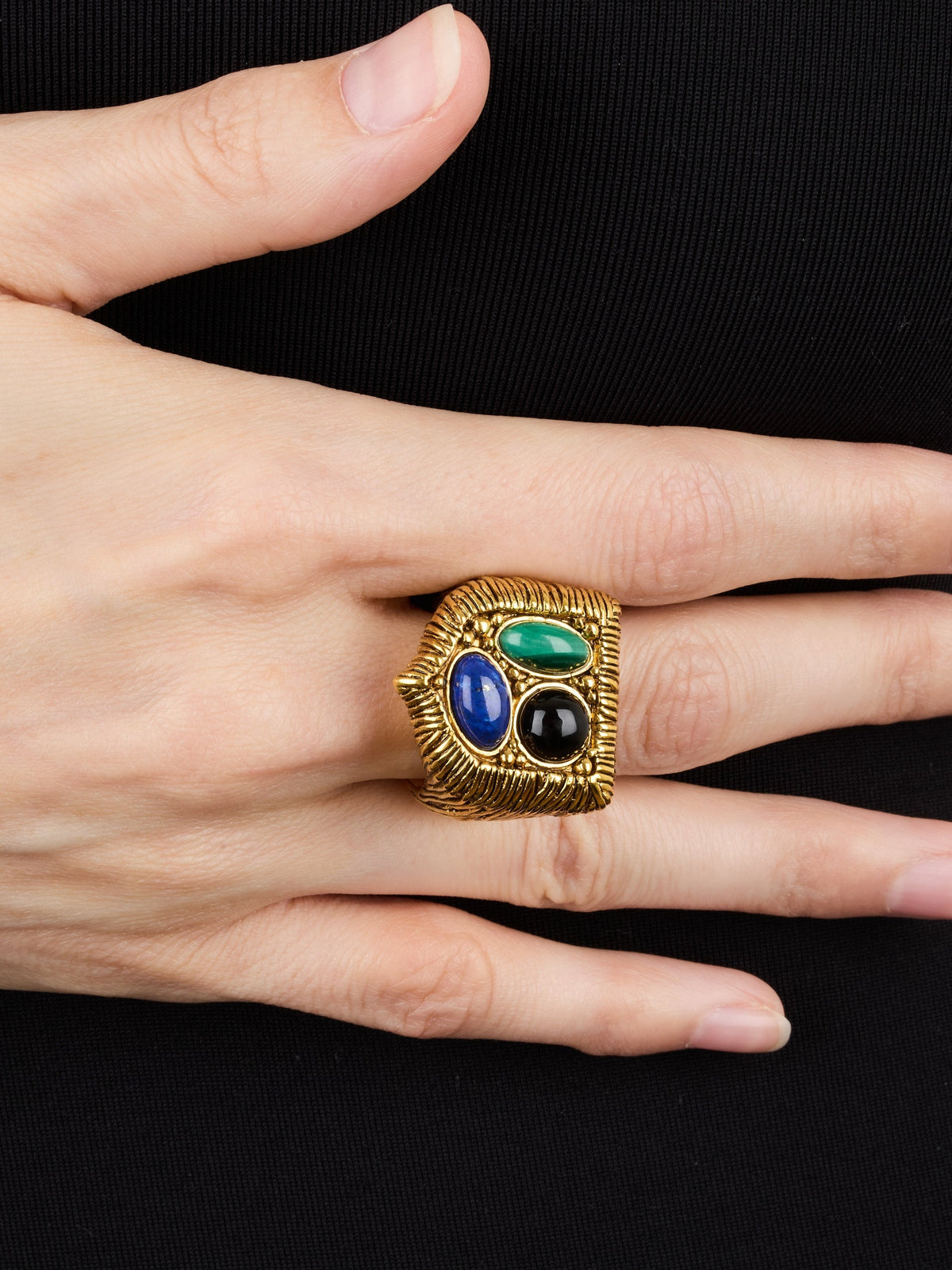 Bague Britania Chevaliere - Doré & Bleu