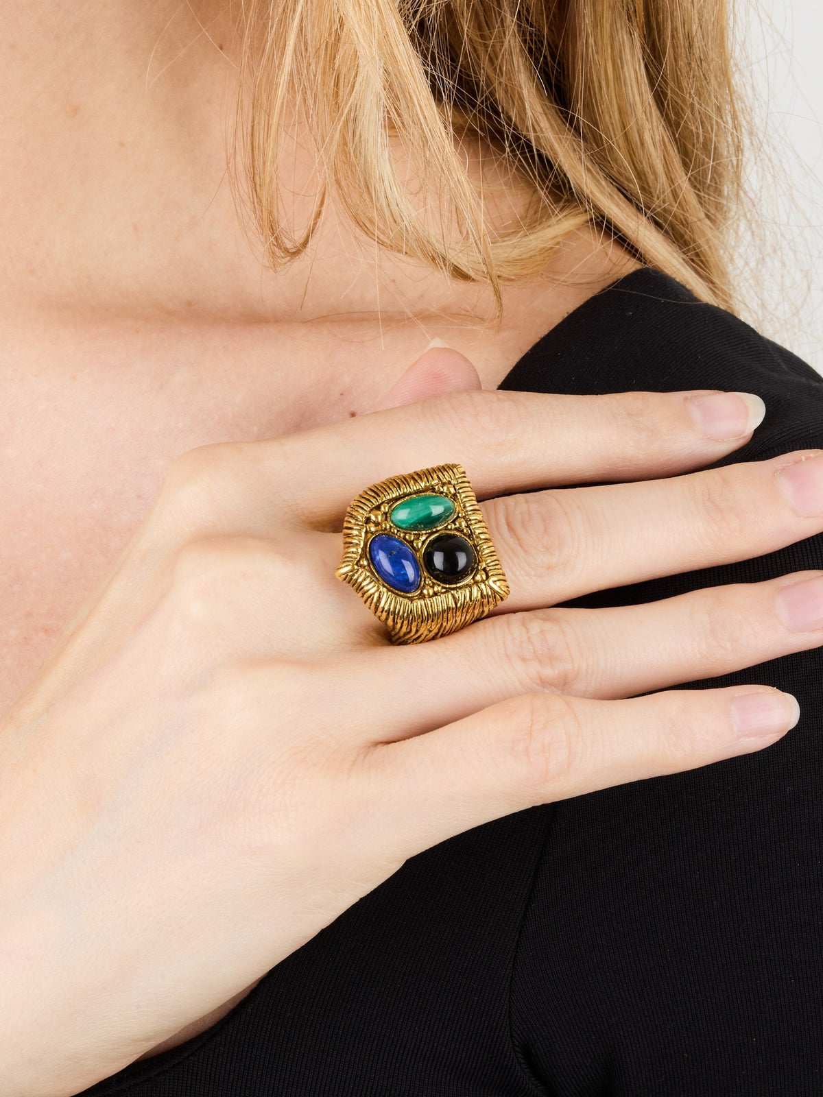 Bague Britania Chevaliere - Doré & Bleu
