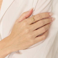 PT2_PrixTroca:995€_VentesTroca:0_QtyTroca:1_ST:0%_Bague Barbelé en Or jaune 18K sertie de diamants - Jaune