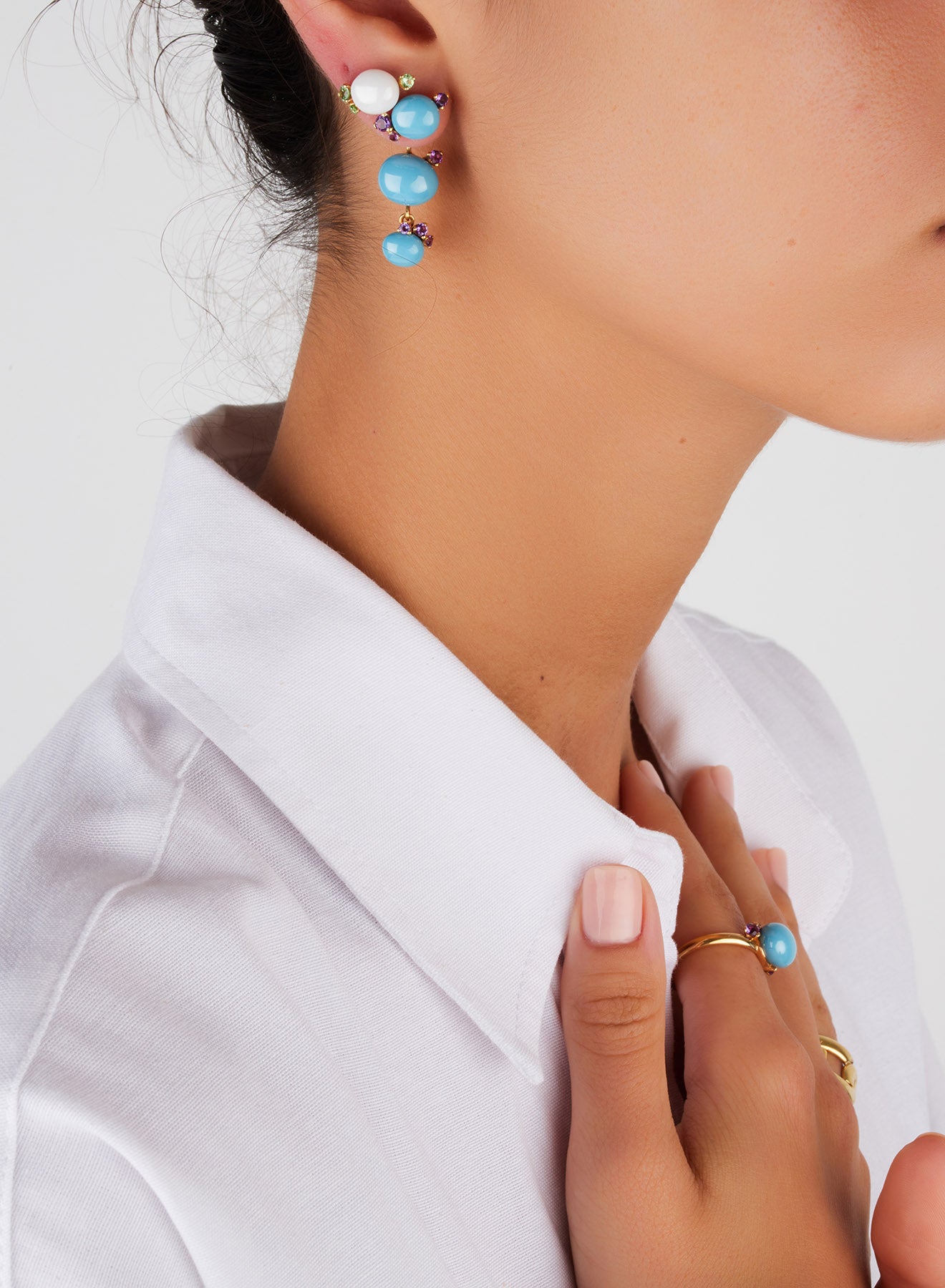 Boucles d'oreilles Capri Ceramica en Or rose 18K & Grenat tsavorite et Céramique