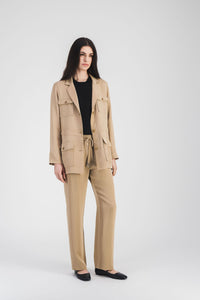 Veste saharienne col tailleur - Beige Moyen
