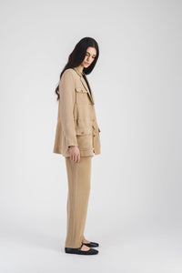 Veste saharienne col tailleur - Beige Moyen