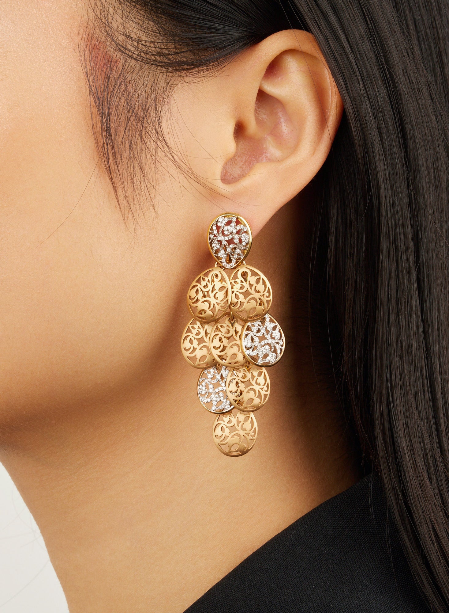 Boucles d'oreilles Arabesque en Or rose mat 18K & Diamant