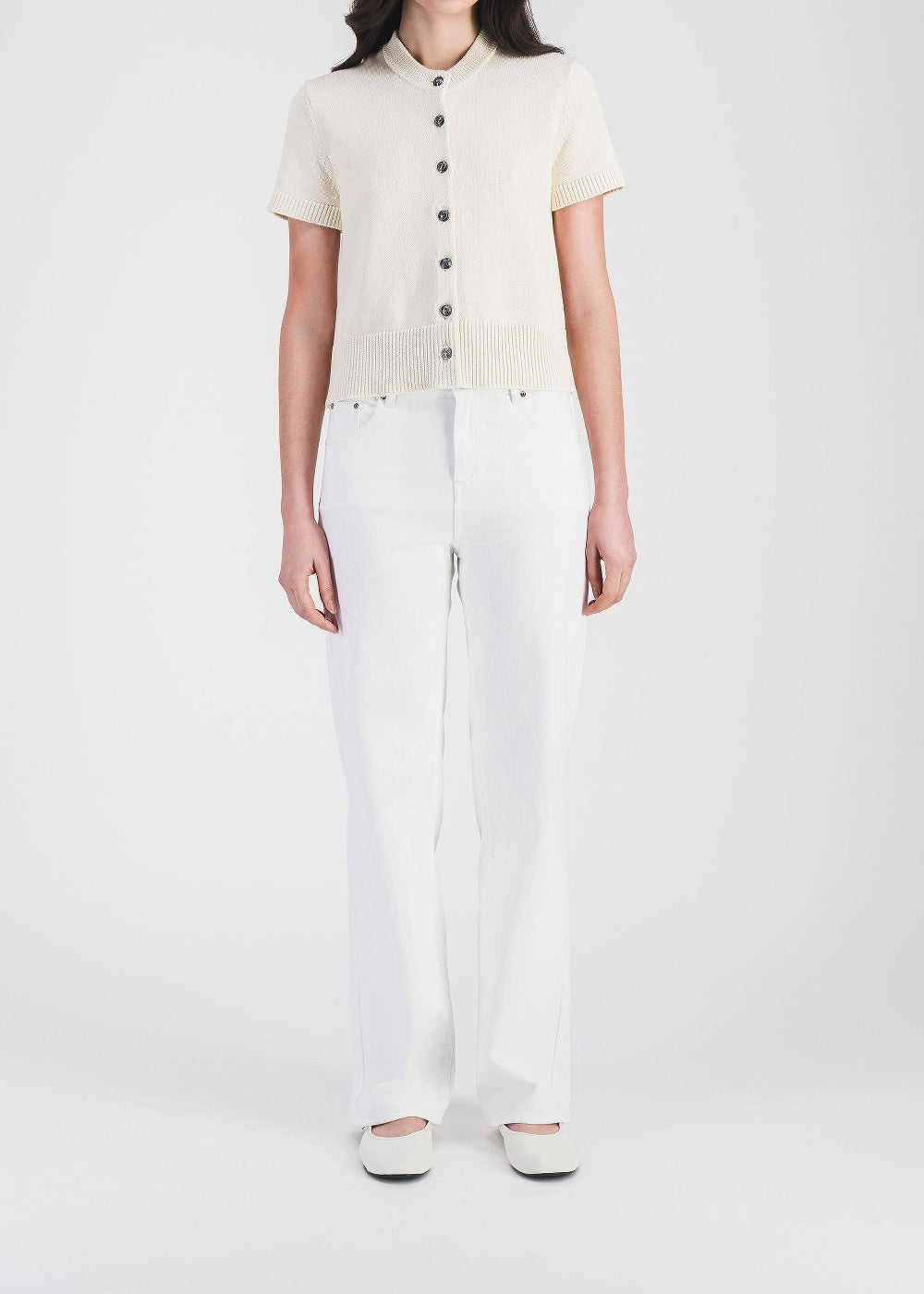 Short-sleeved cardigan - Off-white