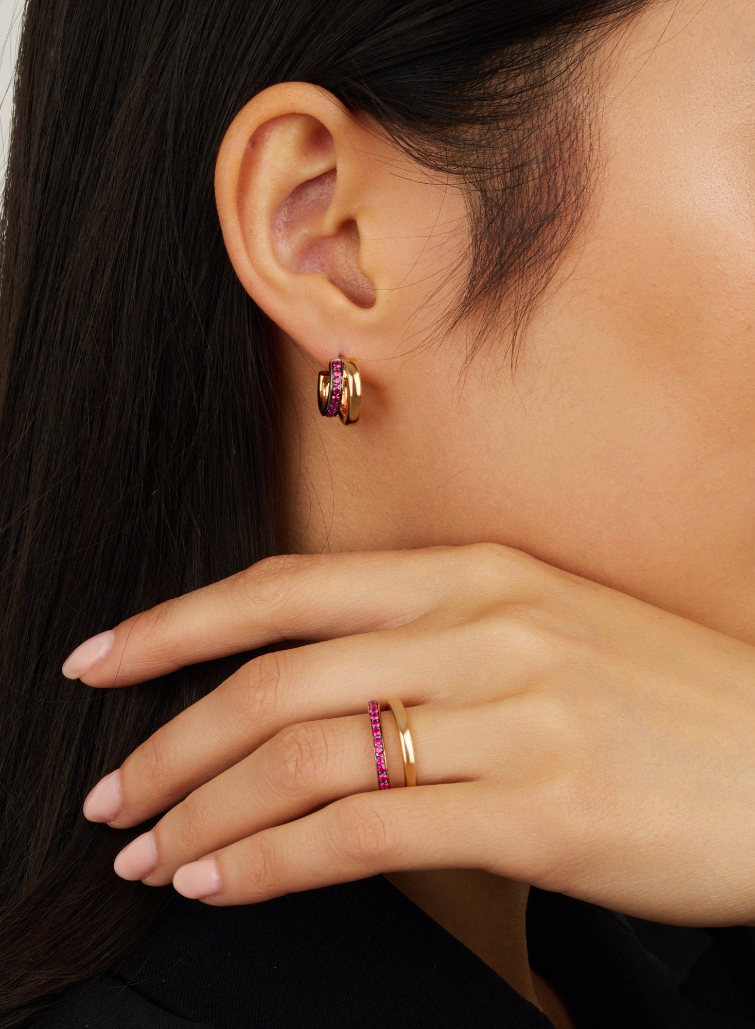 Créoles Together en Or rose 18K & Rubis