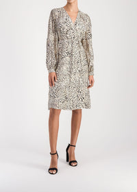 Robe midi croisée en soie - Taupe
