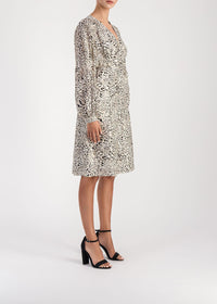Robe midi croisée en soie - Taupe