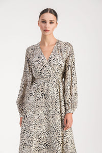 Robe longue croisee - Taupe Moyen